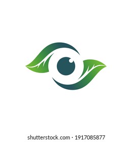 Concepto de ícono de vector de ecología de ojos humanos y hoja verde.