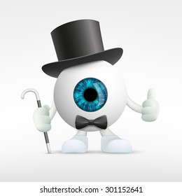 Human eye in a hat. Vector Image Stock.