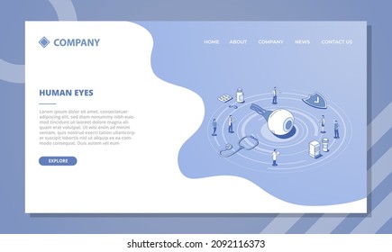 human eye health concept for website template or landing homepage with isometric and outline style