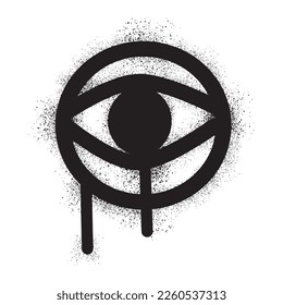 Human eye icon with black spray paint.	
