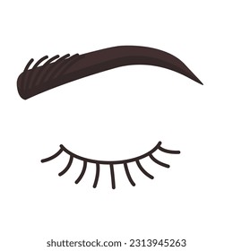 Human eye icon. Closed eye with eyelashes and an eyebrow. Relaxation of eyesight fatigue and strain. Nap time symbol. Healthcare and ophthalmology concept. Line vector illustration.