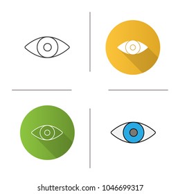 Human eye icon. Flat design, linear and color styles. Ophthalmology. Good vision. Isolated vector illustrations