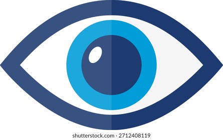 Menschliches Auge, Symbol des menschlichen Auges einzeln auf weißem Hintergrund, menschliches Auge in blauen monochromen Tönen. Vektorgrafik, Designergrafik, Webbanner, Vektorbild.
