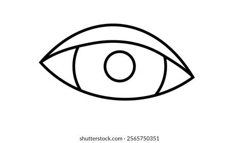 Human eye icon. Logo for ophthalmology center or clinic. Optometry concept. Eyesight examination, diagnosis and treatment concept. Eyeball, iris and eyelid medical poster flat vector illustration