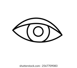 Human eye icon. Logo for ophthalmology center or clinic. Optometry concept. Eyesight examination, diagnosis and treatment concept. Eyeball, iris and eyelid medical poster flat vector illustration