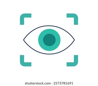 Human eye icon. Logo for ophthalmology center or clinic. Optometry concept. Eyesight examination, diagnosis and treatment concept. Eyeball, iris and eyelid medical poster flat vector illustration