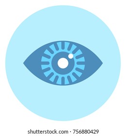 Human Eye Icon On Blue Round Background Vector Illustration