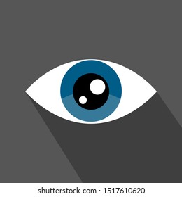 Human eye icon on dark background, vector illustration