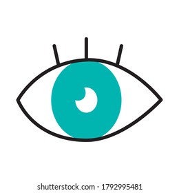 human eye icon over white background, half line half color style, vector illustration