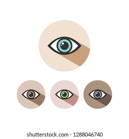 Human eye icon set with shade on circles
