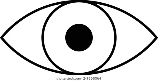 Icono del ojo humano, símbolo blanco y negro