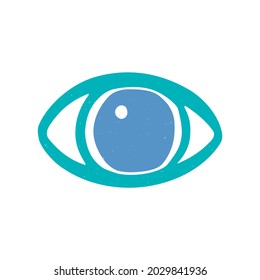 Human eye icon. Two-color optical symbol isolated on a white background. Vector flat hand drawn illustration