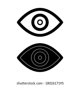 Human eye icon vector logo, black and white version