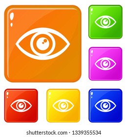 Human eye icons set collection vector 6 color isolated on white background