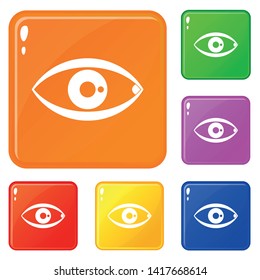 Human eye icons set collection vector 6 color isolated on white background
