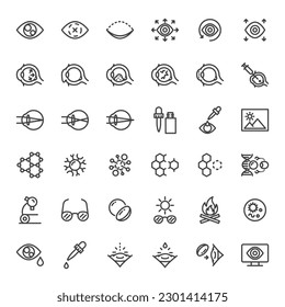 Human eye icons set, Ocular Nanomedicine, Nanotechnology concept, vector simple thin line icon