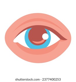 Human eye image, sense of sight, five human senses, colored flat vector illustration