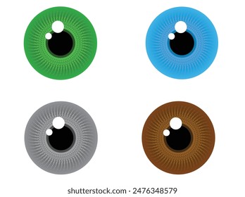 Human Eye Iris Patterns in Different Colors Vector. Body parts concept vector art