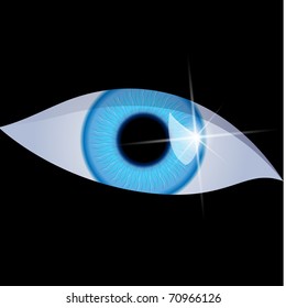 Human eye isolated on a black background. Vector illustration