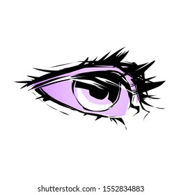 Human eye isolated on white background. Graphic vector illustration.