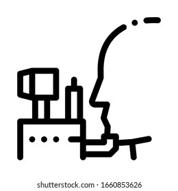 Human Eye Laser Correction Icon Thin Line Vector. Medical Optometry Equipment For Correction Eyeball Concept Linear Pictogram. Black And White Outline Sign Isolated Contour Symbol Illustration