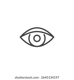Ícone de linha de olho humano. Ícone de vetor de contorno representando visão, observação e visão. Simples ícone de símbolo anatômico para oftalmologia ou consciência. Design linear limpo.
