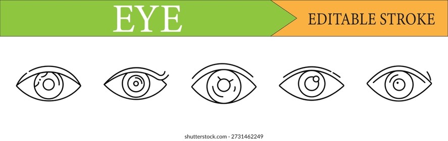 Human Eye Line Icon Set - Vision- und Sichtbarkeitssymbole für Web und App UI
