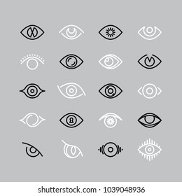 Human eye line icons. Eyesight vector outline pictograms. Eye and eyesight, eyeball optical illustration