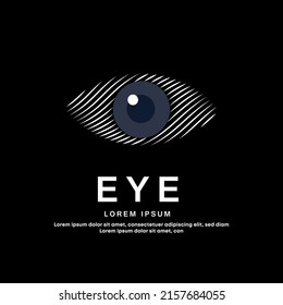Human eye medical structure. simple line art eye logo design vector illustration on dark background. Creative Eye Concept Logo vector template suitable for organization, company, or community. EPS 10