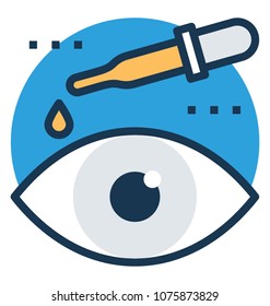 
Human eye with medicine dropper, eye drops 
