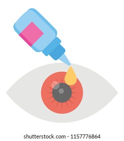 
Human eye with medicine dropper, eye drops flat icon image 
