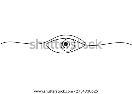 Human eye one line art vector illustration design on white  background
