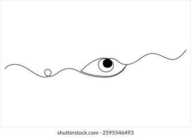 Human eye one line drawing and isolated continuous outline vector illustration icon