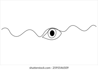 Human eye one line drawing and isolated continuous outline vector illustration icon