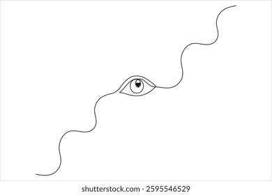 Human eye one line drawing and isolated continuous outline vector illustration icon