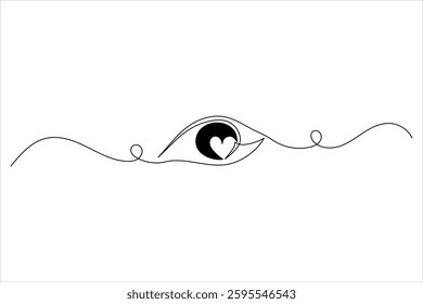 Human eye one line drawing and isolated continuous outline vector illustration icon