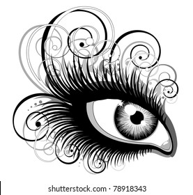 Human eye with ornament elements. Vector illustration.