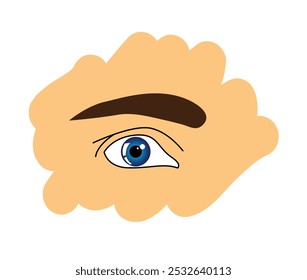 Olho Humano com Parte do Fundo da Face. Pessoas e parte do corpo. Visão e observação do conceito mundial de arte vetorial
