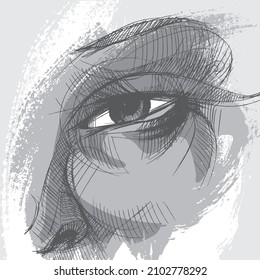 The human eye. Part of the face. View