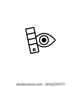 A human eye in profile next to a color palette swatch symbol