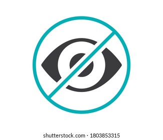 Human Eye With Prohibition Sign Colored Icon. Transplantation, No Visual Organ, Transplant Rejection Symbol