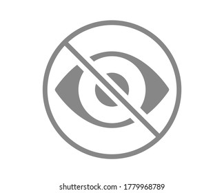 Human Eye With Prohibition Sign Grey Icon. Transplantation, No Visual Organ, Transplant Rejection Symbol