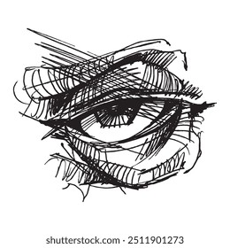 Human eye. Eye sketch. Part of the face. Pupil