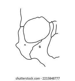 Human Eye Socket, Front View. Outline, Anatomical, Hand Drawn Illustration On White Background.