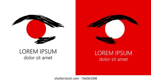 human eye with sun inside on different backgrounds