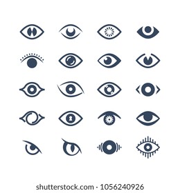 Human eye, supervision and view symbols. Looking eyes vector silhouette icons. Illustration of eye logo, vision and watch, survey and scoping