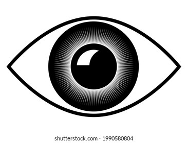 Human eye. Surveillance icon. Vector illustration isolated on white background.