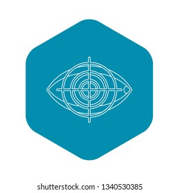 Human eye and target icon. Outline illustration of human eye and target vector icon for web