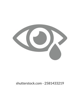 Human eye with tear vector icon. Eye drops black symbol.