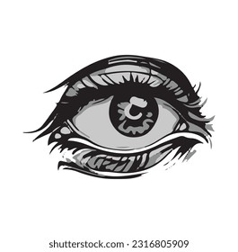 human eye, third eye, element of black magic, alchemy, occultism, vintage engraving style. All seeing eye, eye of providence